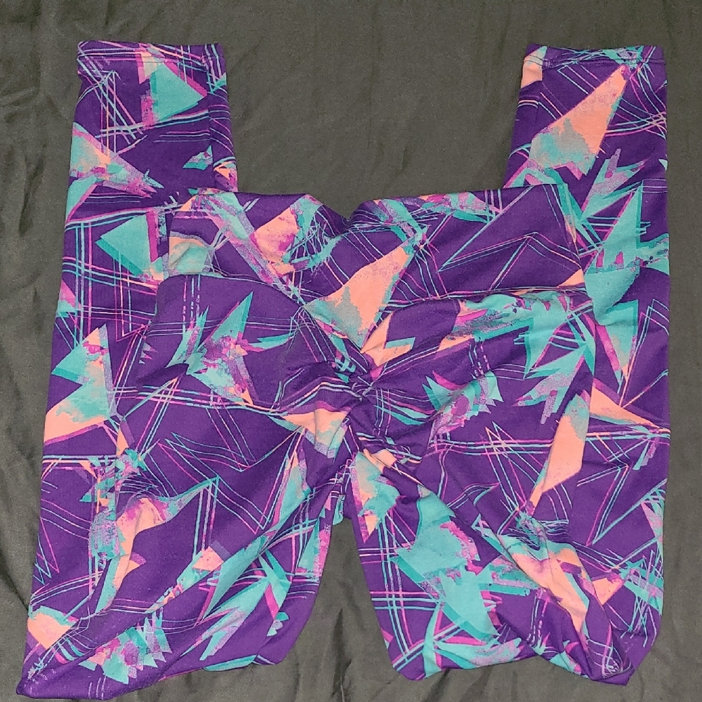 Kids Geometric Purple Leggings